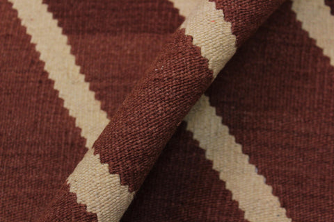 handmade Modern Kilim Brown Beige Hand-Woven RECTANGLE 100% WOOL area rug 7 x 10