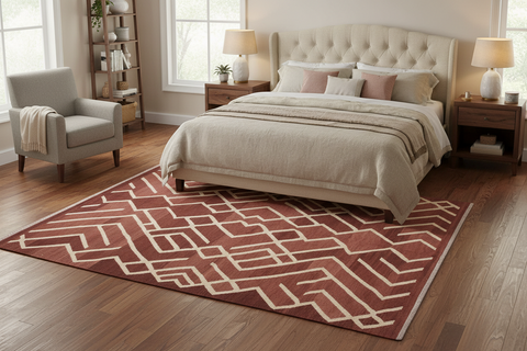 handmade Modern Kilim Brown Beige Hand-Woven RECTANGLE 100% WOOL area rug 7 x 10