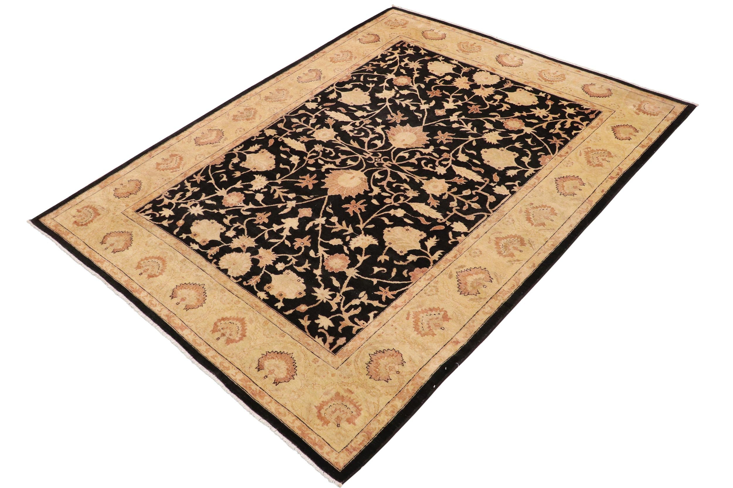 handmade Traditional Kafkaz Black Gold Hand Knotted RECTANGLE 100% WOOL area rug 9x12