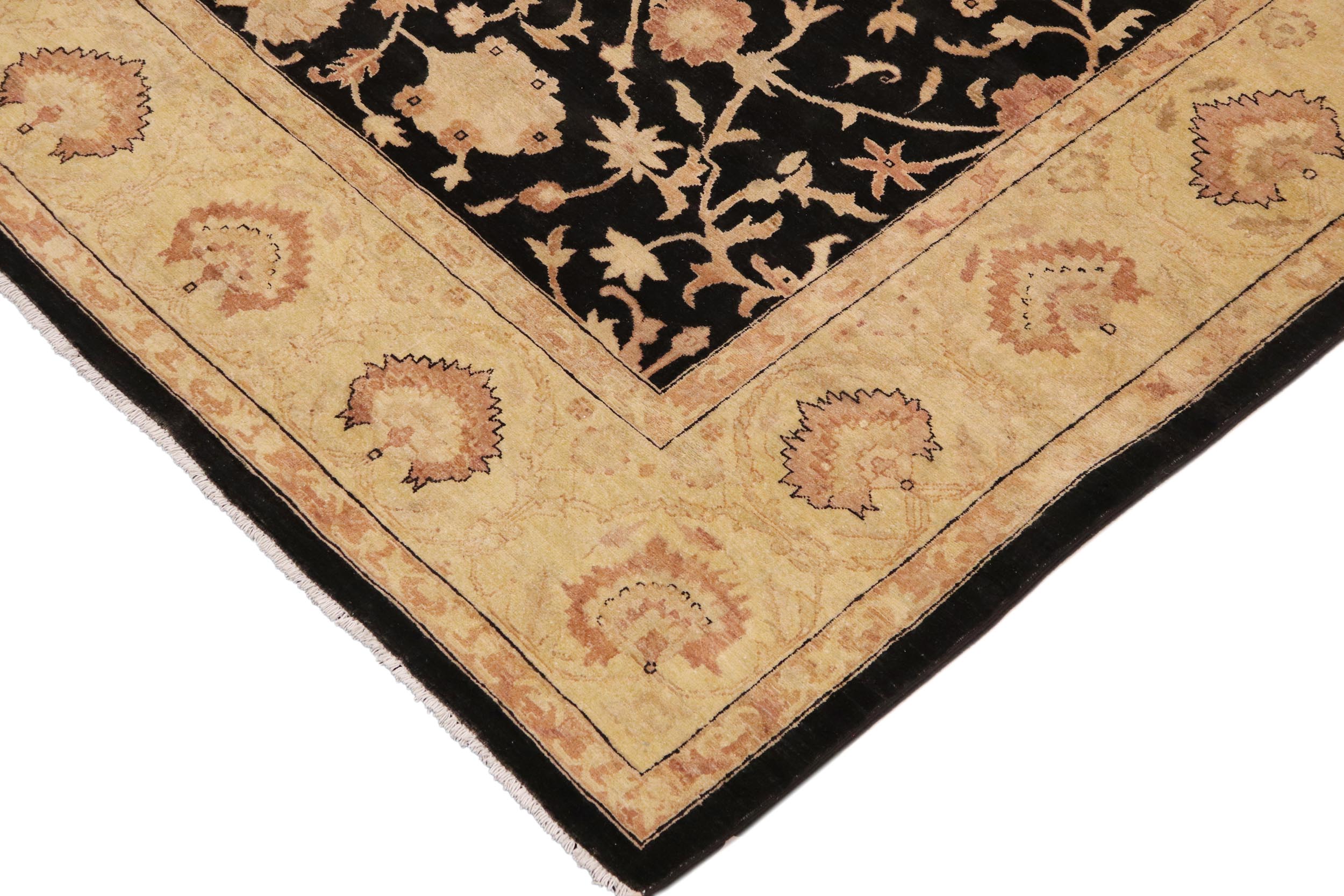 handmade Traditional Kafkaz Black Gold Hand Knotted RECTANGLE 100% WOOL area rug 9x12