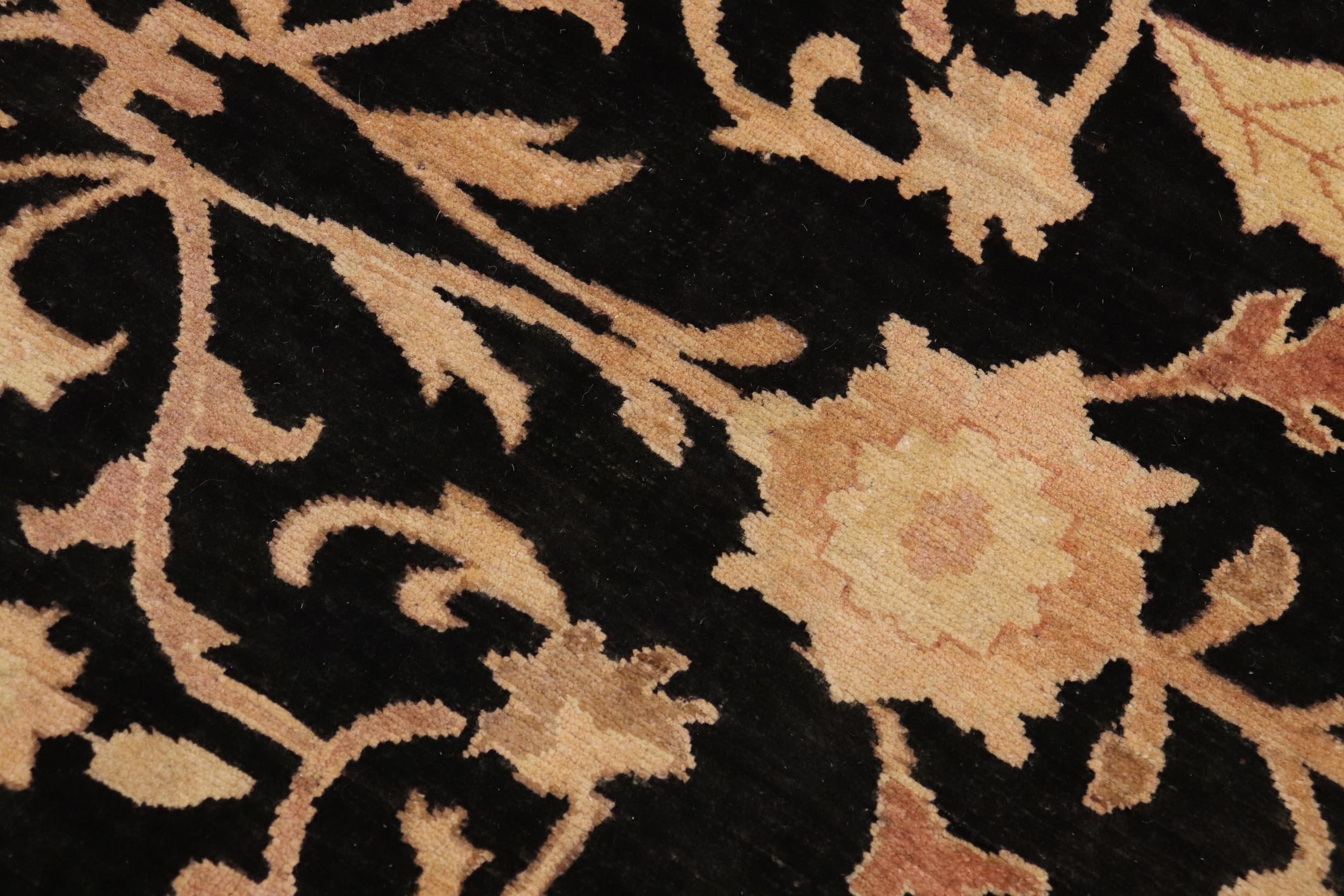 handmade Traditional Kafkaz Black Gold Hand Knotted RECTANGLE 100% WOOL area rug 9x12