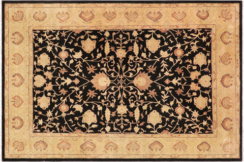 handmade Traditional Kafkaz Black Gold Hand Knotted RECTANGLE 100% WOOL area rug 9x12