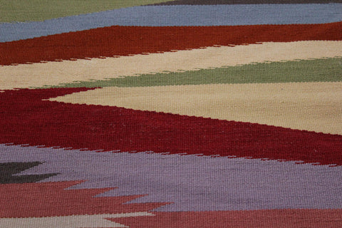 handmade Modern Kilim Gray Blue Hand-Woven RECTANGLE 100% WOOL area rug 6x9