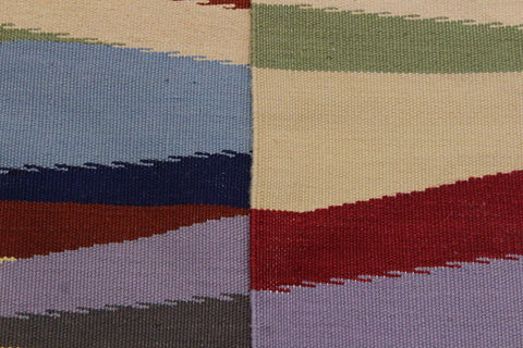 handmade Modern Kilim Gray Blue Hand-Woven RECTANGLE 100% WOOL area rug 6x9