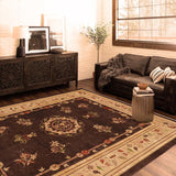 handmade Traditional Kafkaz Brown Tan Hand Knotted RECTANGLE 100% WOOL area rug 9 x 12