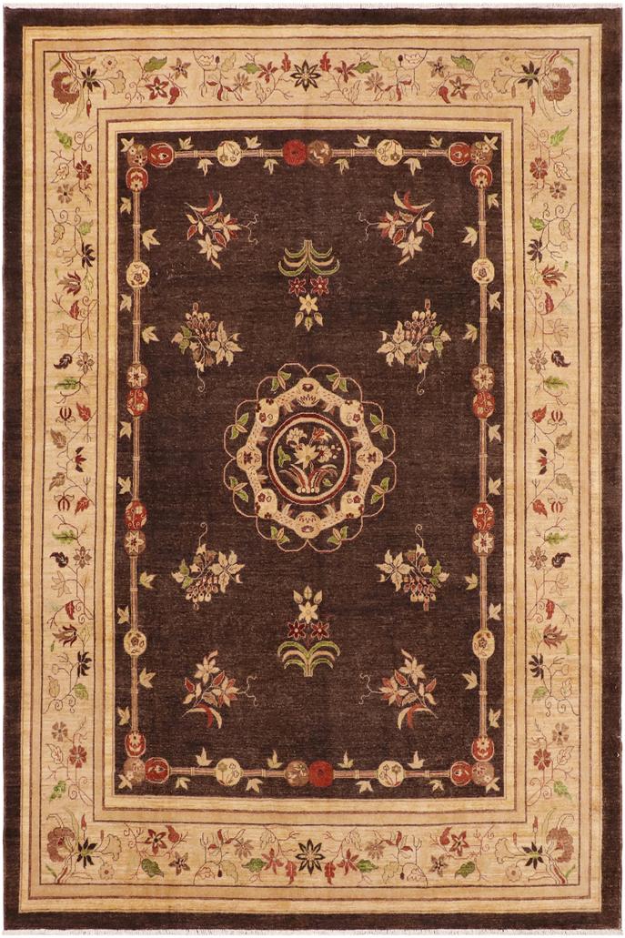 handmade Traditional Kafkaz Brown Tan Hand Knotted RECTANGLE 100% WOOL area rug 9X12