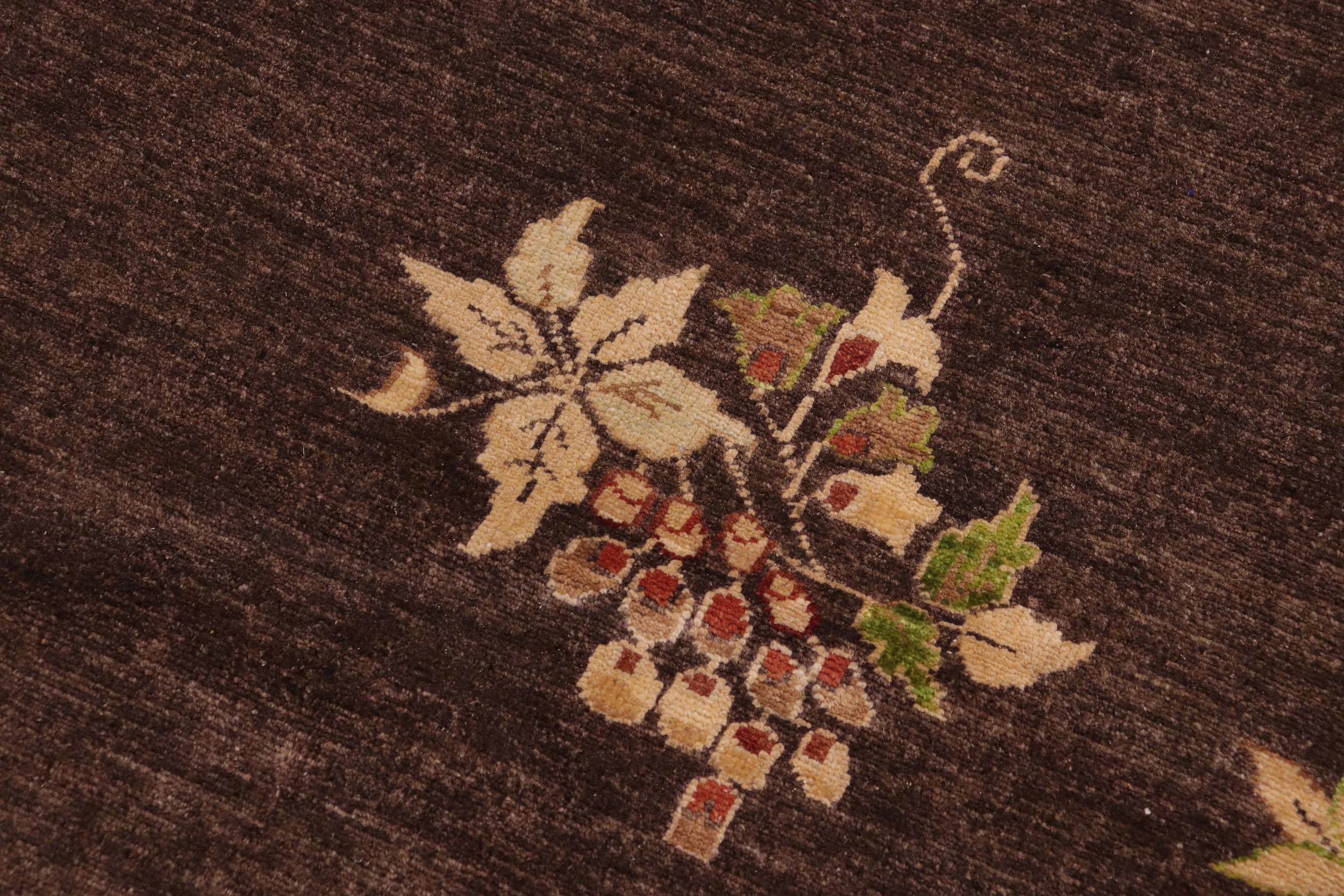 handmade Traditional Kafkaz Brown Tan Hand Knotted RECTANGLE 100% WOOL area rug 9' x 12'