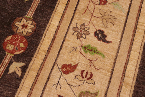 handmade Traditional Kafkaz Brown Tan Hand Knotted RECTANGLE 100% WOOL area rug 9' x 12'