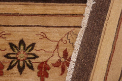 handmade Traditional Kafkaz Brown Tan Hand Knotted RECTANGLE 100% WOOL area rug 9X12