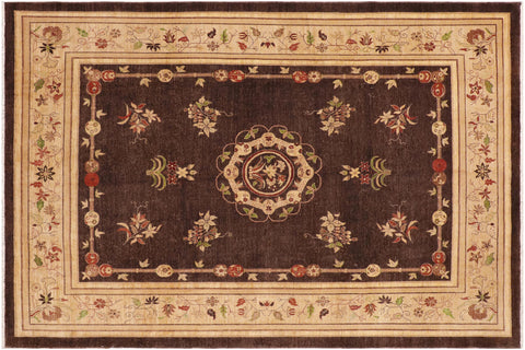 handmade Traditional Kafkaz Brown Tan Hand Knotted RECTANGLE 100% WOOL area rug 9' x 12'