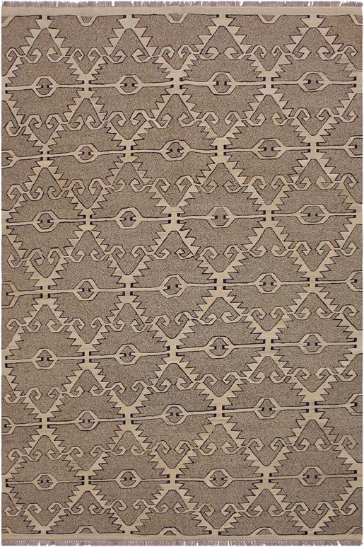 Flat Weave Kilim Antique Navaho Vintage handmade Modern Kilim Gray Tan Hand-Woven Rectangle 100% Wool Area Rug 6x8 