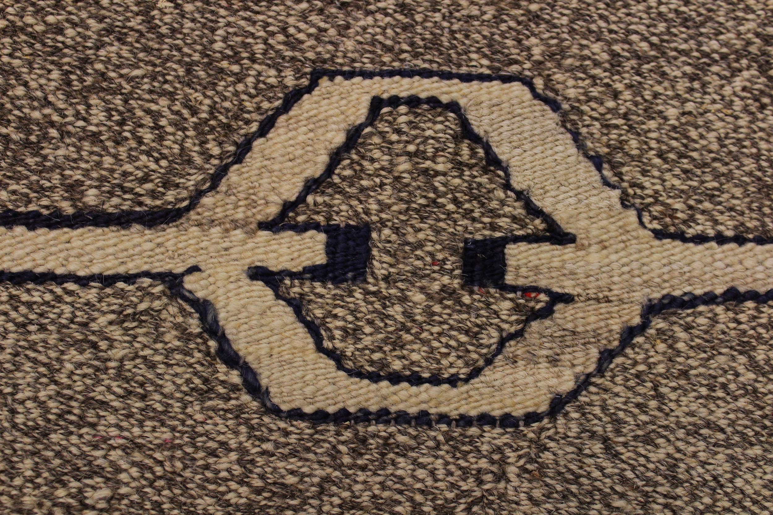 handmade Modern Kilim Gray Tan Hand-Woven RECTANGLE 100% WOOL area rug 6 x 8