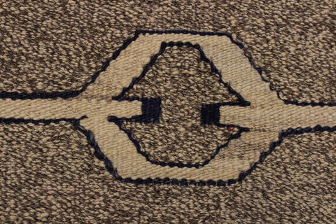 handmade Modern Kilim Gray Tan Hand-Woven RECTANGLE 100% WOOL area rug 6 x 8