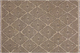 Flat Weave Kilim, Antique, Navaho, Vintage, Handmade, Modern Kilim Gray Tan Hand-Woven Rectangle 100% Wool Area Rug 6 x 8