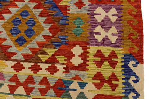 handmade Geometric Kilim Beige Rust Hand-Woven RECTANGLE 100% WOOL area rug 6 x 8