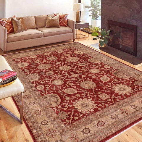handmade Traditional Kafkaz Rust Tan Hand Knotted RECTANGLE 100% WOOL area rug 9x12