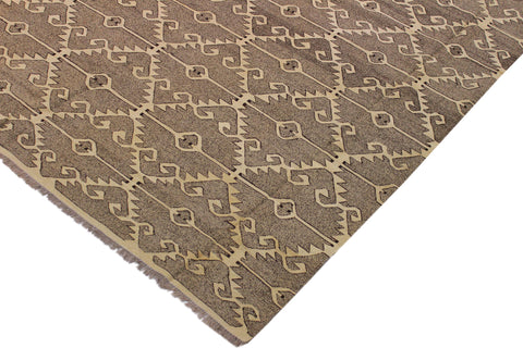 handmade Modern Kilim Drk. Gray Ivory Hand-Woven RECTANGLE 100% WOOL area rug 10 x 14