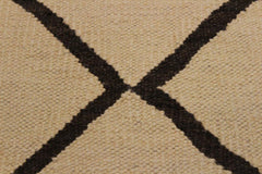Flat Weave Kilim Antique Navaho Vintage handmade Modern Kilim Tan Black Hand-Woven Rectangle 100% Wool Area Rug 10x13 