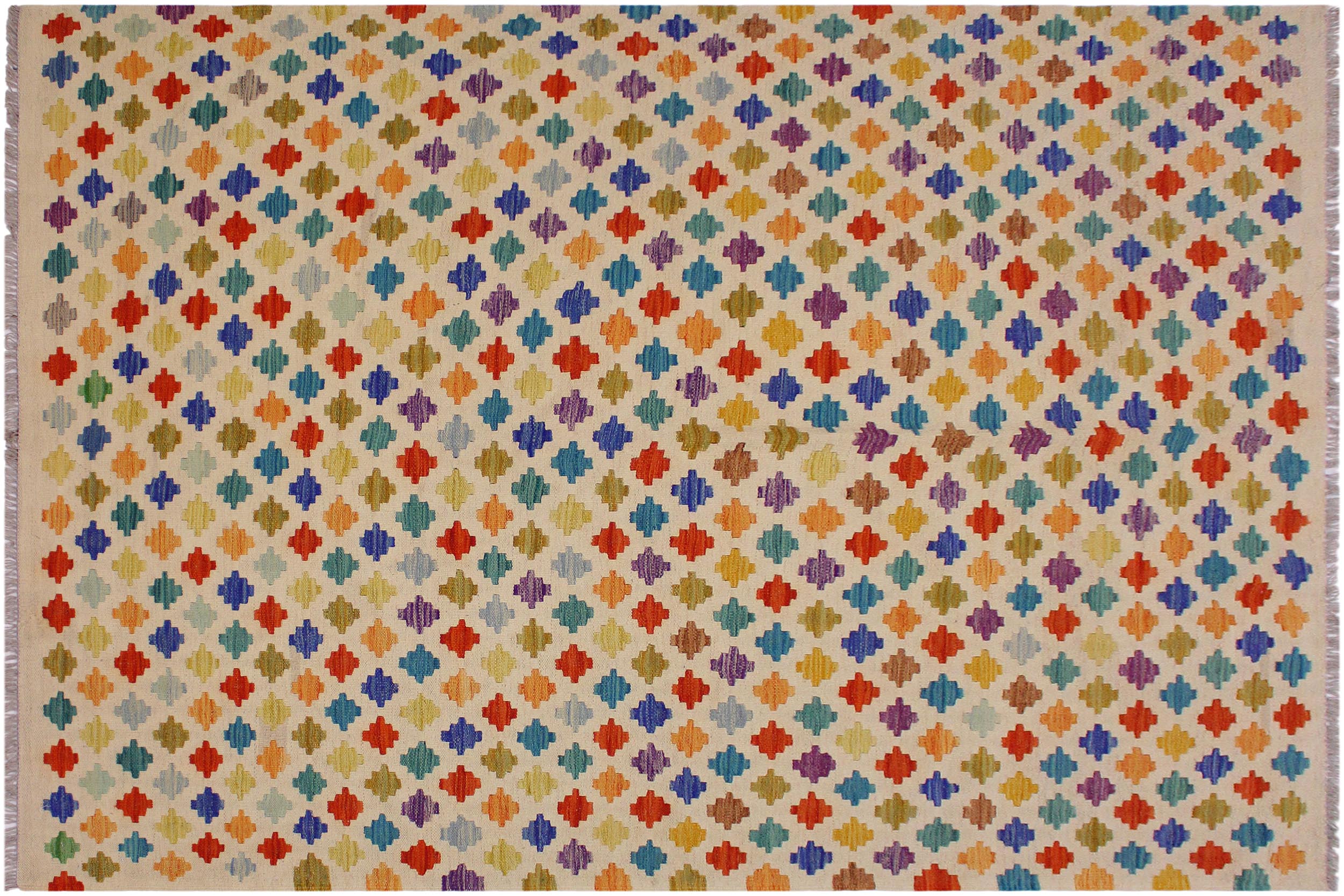 handmade Modern Kilim Beige Blue Hand-Woven RECTANGLE 100% WOOL area rug 5x8