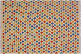 Flat Weave Kilim, Antique, Navaho, Vintage, Handmade, Modern Kilim Beige Blue Hand-Woven Rectangle 100% Wool Area Rug 5 x 8