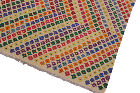 handmade Modern Kilim Beige Blue Hand-Woven RECTANGLE 100% WOOL area rug 6x8