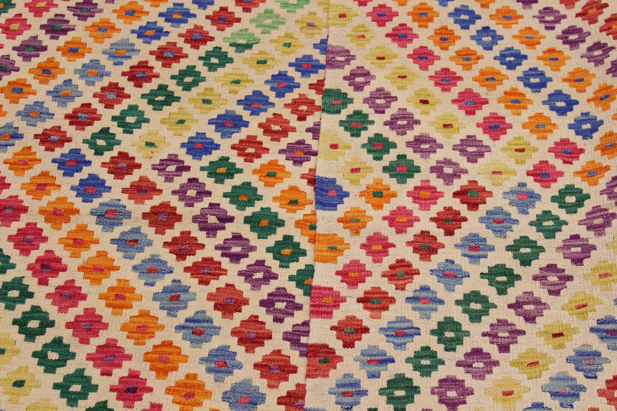 handmade Modern Kilim Beige Blue Hand-Woven RECTANGLE 100% WOOL area rug 6x8