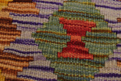 handmade Geometric Kilim Brown Gold Hand-Woven RECTANGLE 100% WOOL area rug 3 x 5