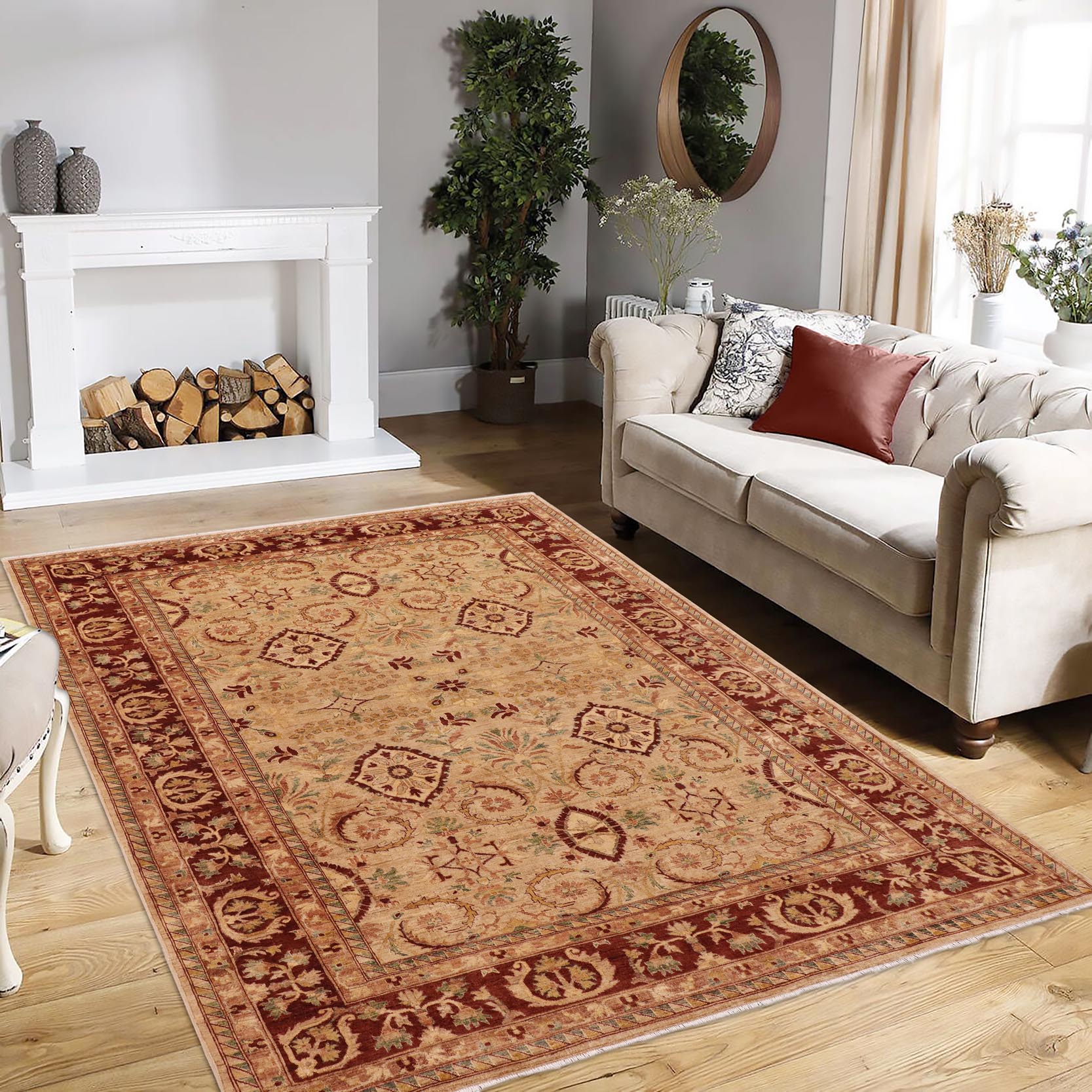 handmade Traditional Kafkaz Tan Brown Hand Knotted RECTANGLE 100% WOOL area rug 9x12