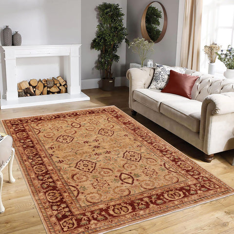 handmade Traditional Kafkaz Tan Brown Hand Knotted RECTANGLE 100% WOOL area rug 9x12