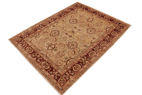 handmade Traditional Kafkaz Tan Brown Hand Knotted RECTANGLE 100% WOOL area rug 9x12
