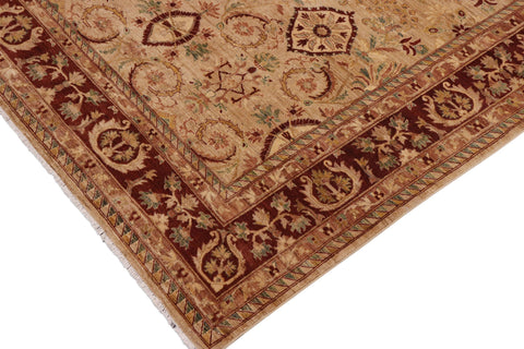 handmade Traditional Kafkaz Tan Brown Hand Knotted RECTANGLE 100% WOOL area rug 9x12