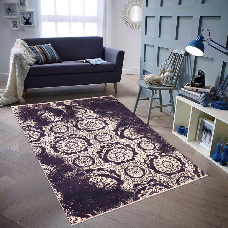 handmade Modern Kafkaz Blue Ivory Hand Knotted RECTANGLE WOOL&SILK area rug 5X8