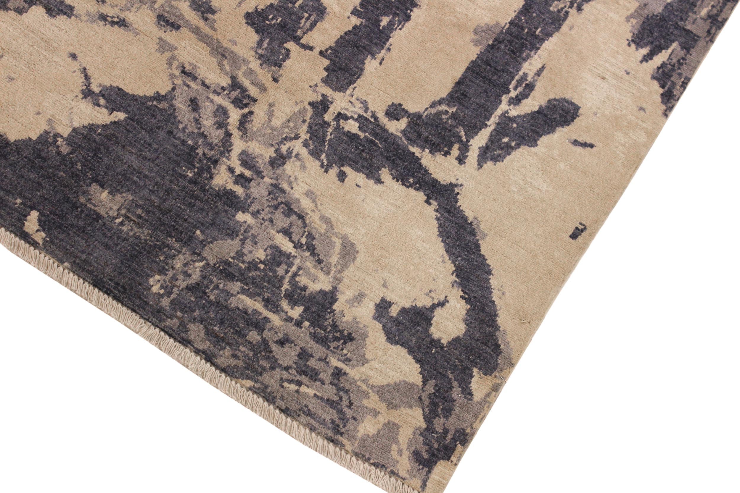 handmade Modern Kafkaz Gray Ivory Hand Knotted RECTANGLE 100% WOOL area rug 4' x 6'