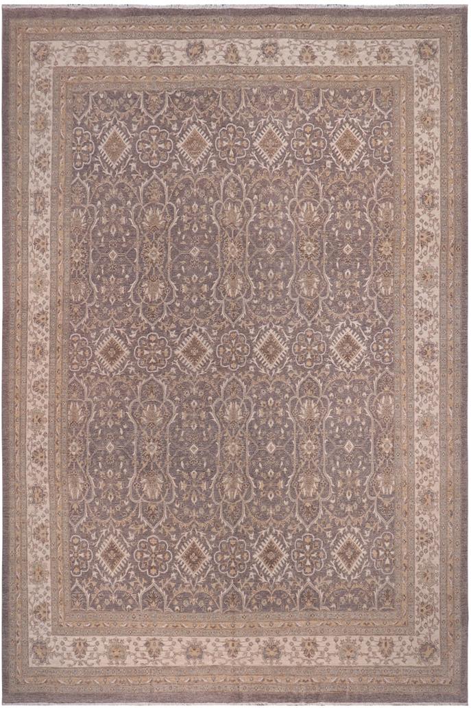 handmade Traditional Kafkaz Gray Ivory Hand Knotted RECTANGLE 100% WOOL area rug 12X15