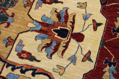 handmade Traditional Kafkaz Red Blue Hand Knotted RECTANGLE 100% WOOL area rug 12' x 14'