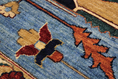 handmade Traditional Kafkaz Red Blue Hand Knotted RECTANGLE 100% WOOL area rug 12' x 14'