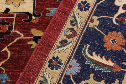 handmade Traditional Kafkaz Red Blue Hand Knotted RECTANGLE 100% WOOL area rug 12' x 14'