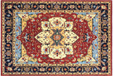 Classic Ziegler Antonia Red/Blue Hand-Knotted Wool Rug - 11'8'' x 14'4''