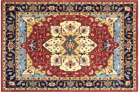 handmade Traditional Kafkaz Red Blue Hand Knotted RECTANGLE 100% WOOL area rug 12' x 14'