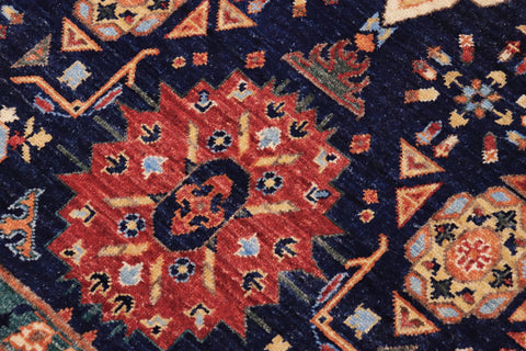 handmade Geometric Mamluk Blue Rust Hand Knotted RECTANGLE 100% WOOL area rug 9 x 12