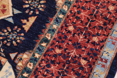 handmade Geometric Mamluk Blue Rust Hand Knotted RECTANGLE 100% WOOL area rug 9 x 12