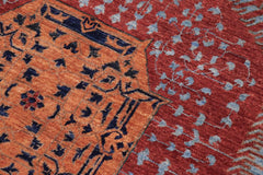 handmade Geometric Mamluk Blue Rust Hand Knotted RECTANGLE 100% WOOL area rug 9 x 12