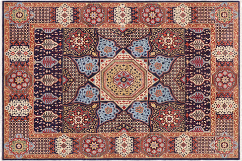 handmade Geometric Mamluk Blue Beige Hand Knotted RECTANGLE 100% WOOL area rug 9 x 12