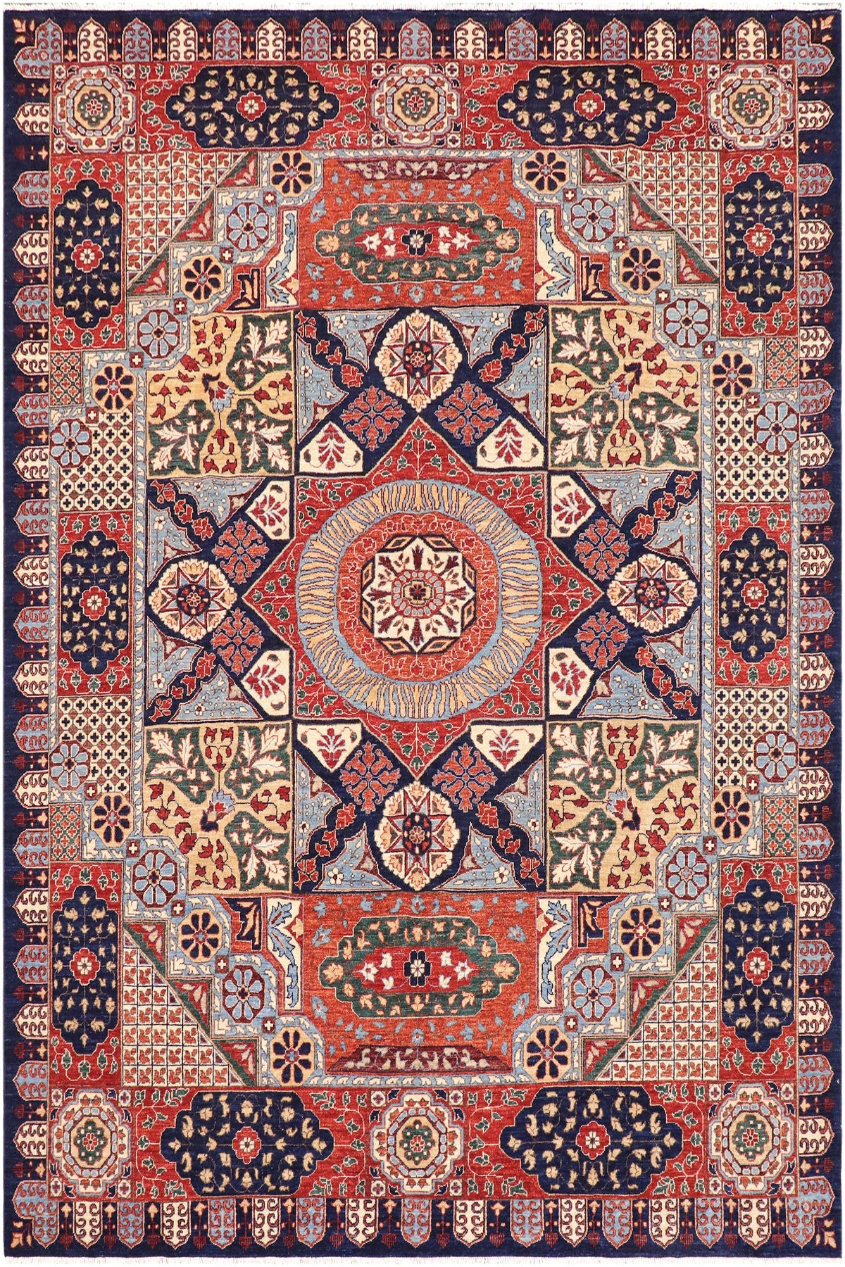 handmade Geometric Mamluk Drk. Blue Rust Hand Knotted RECTANGLE 100% WOOL area rug 9 x 12