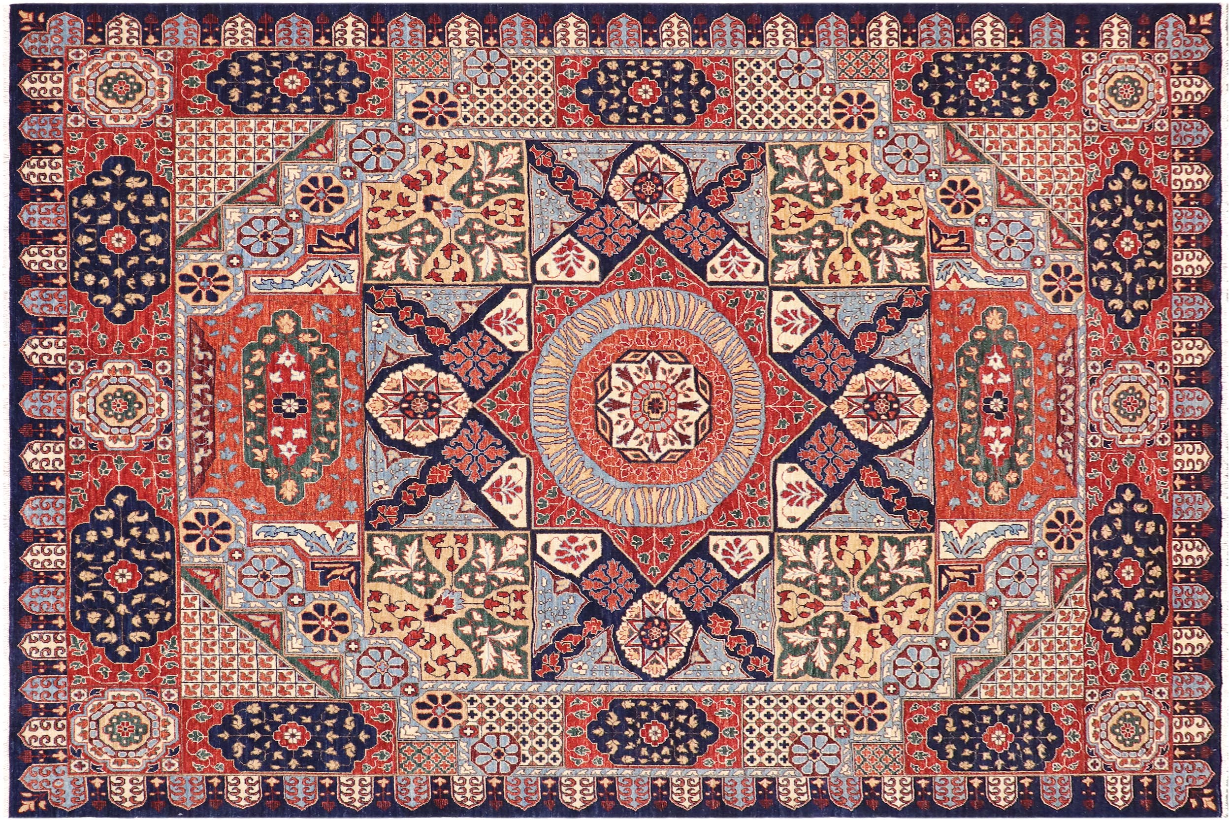 handmade Geometric Mamluk Drk. Blue Rust Hand Knotted RECTANGLE 100% WOOL area rug 9 x 12
