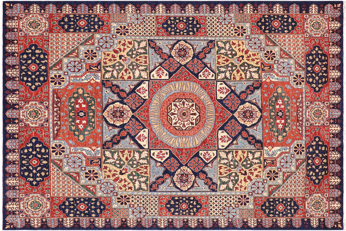 handmade Geometric Mamluk Drk. Blue Rust Hand Knotted RECTANGLE 100% WOOL area rug 9 x 12
