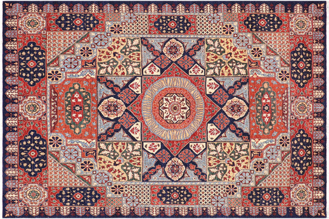 handmade Geometric Mamluk Drk. Blue Rust Hand Knotted RECTANGLE 100% WOOL area rug 9 x 12