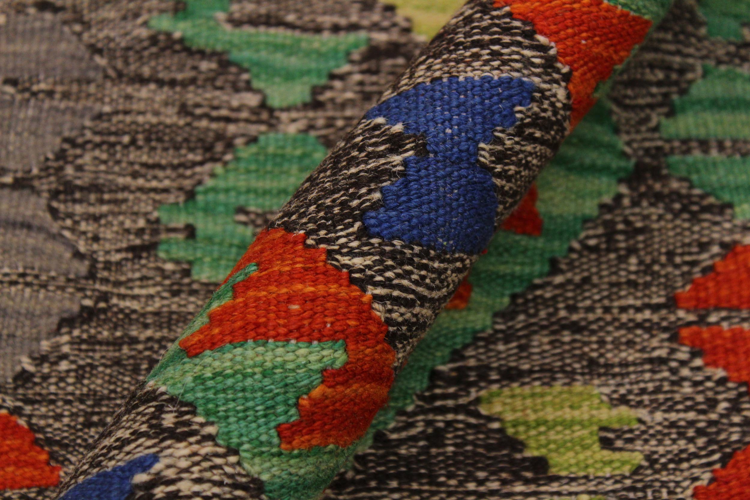 handmade Geometric Kilim Brown Rust Hand-Woven RECTANGLE 100% WOOL area rug 3' x 4'