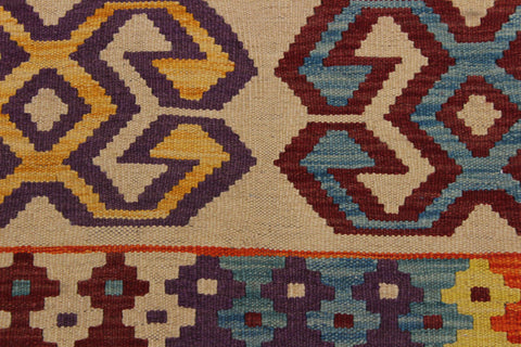 handmade Geometric Kilim Beige Red Hand-Woven RECTANGLE 100% WOOL area rug 3 x 5