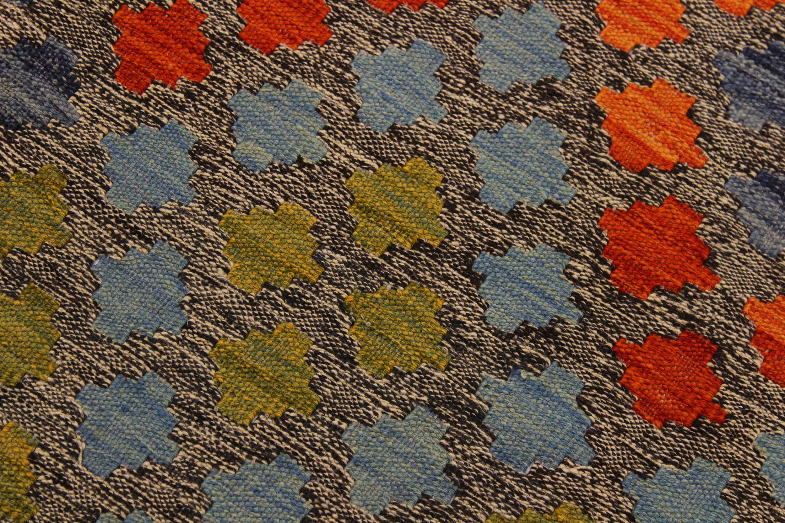 handmade Geometric Kilim Brown Gray Hand-Woven RECTANGLE 100% WOOL area rug 7 x 10